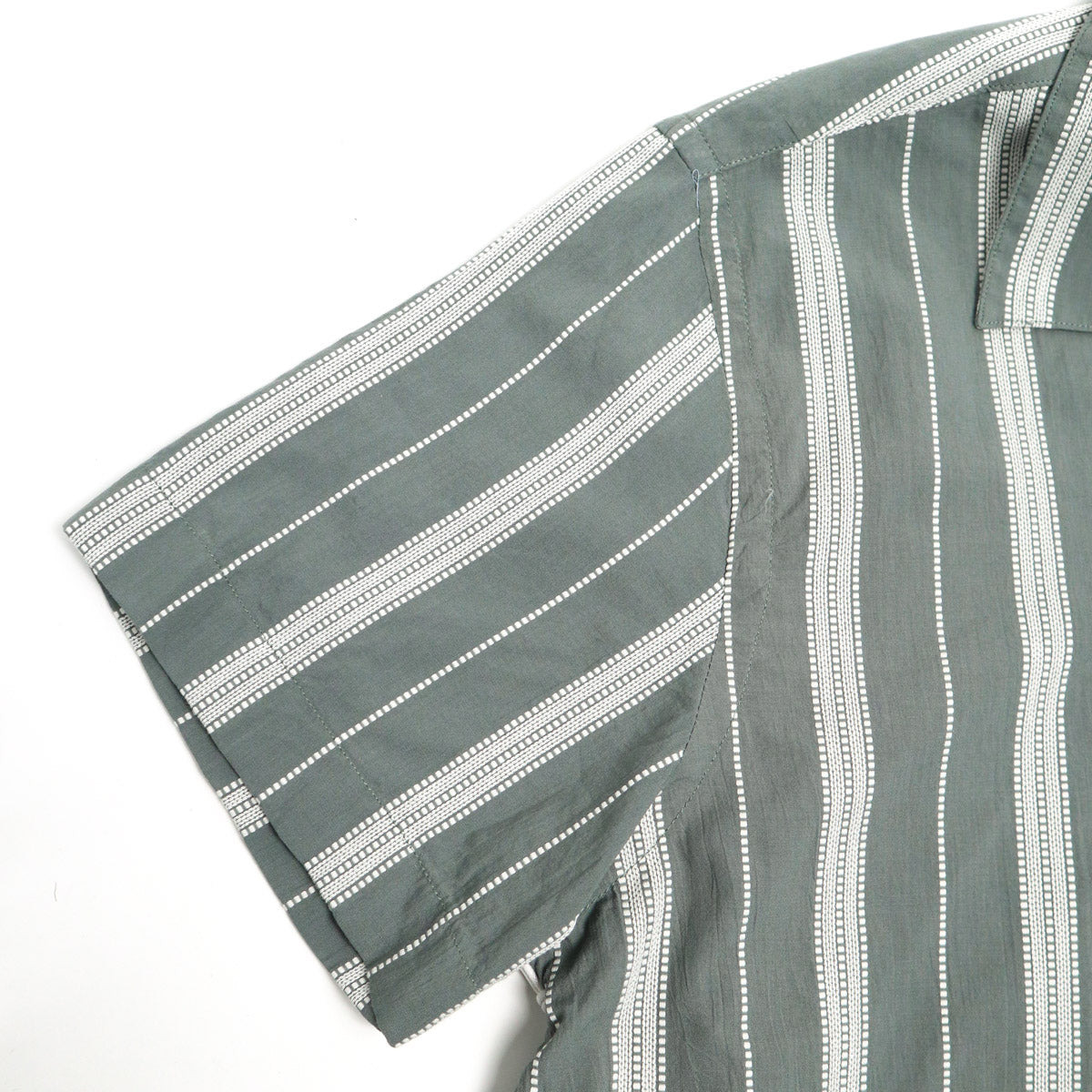 Cabana Shirt Sage Ticking Stripe - 5