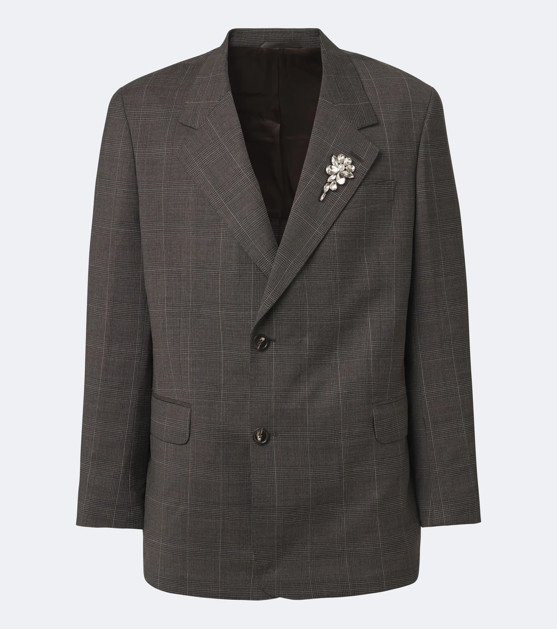 Checked embellished wool blazer - 1