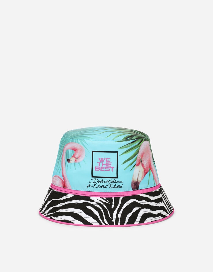 Nylon bucket hat with flamingo print - 1