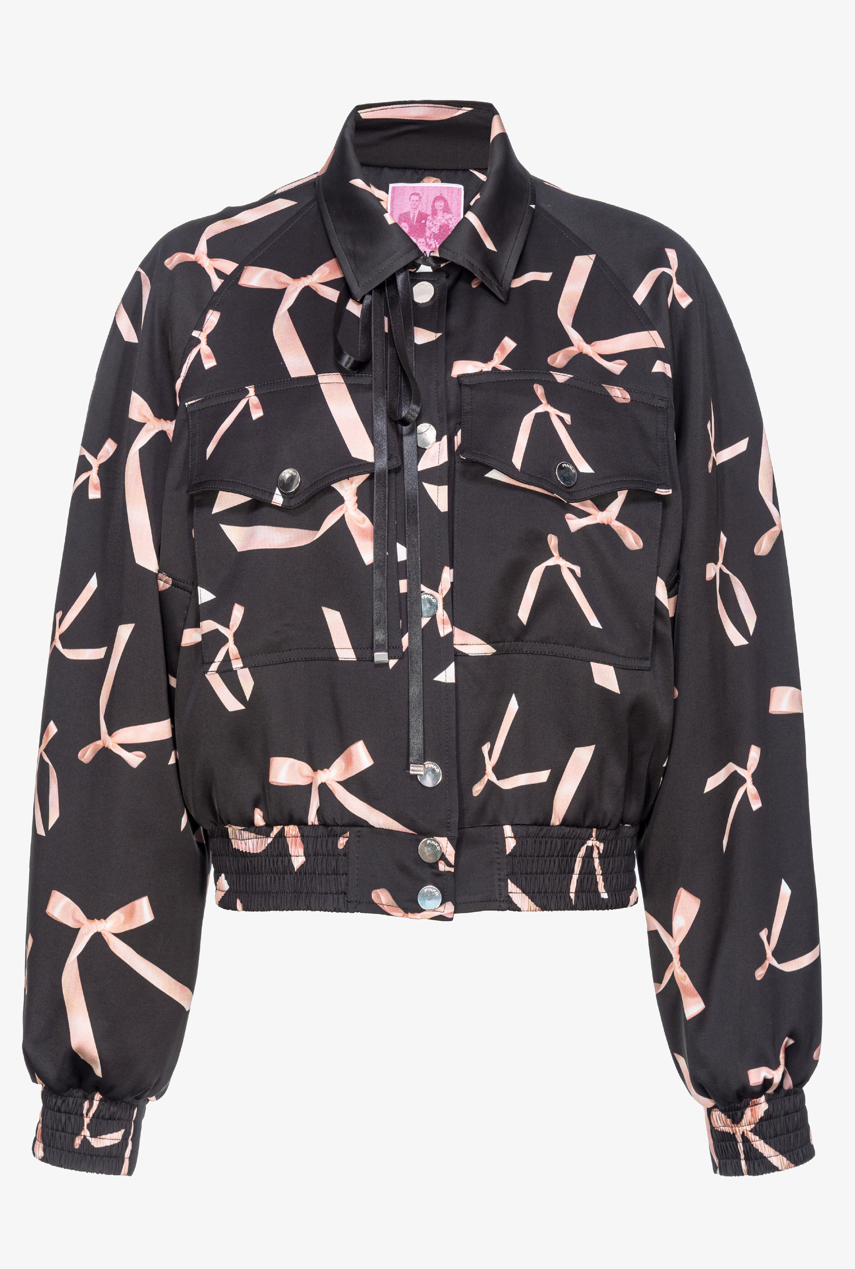 PINKO REIMAGINE BOW-PRINT SATIN BOMBER JACKET BY PATRICK MCDOWELL - 1