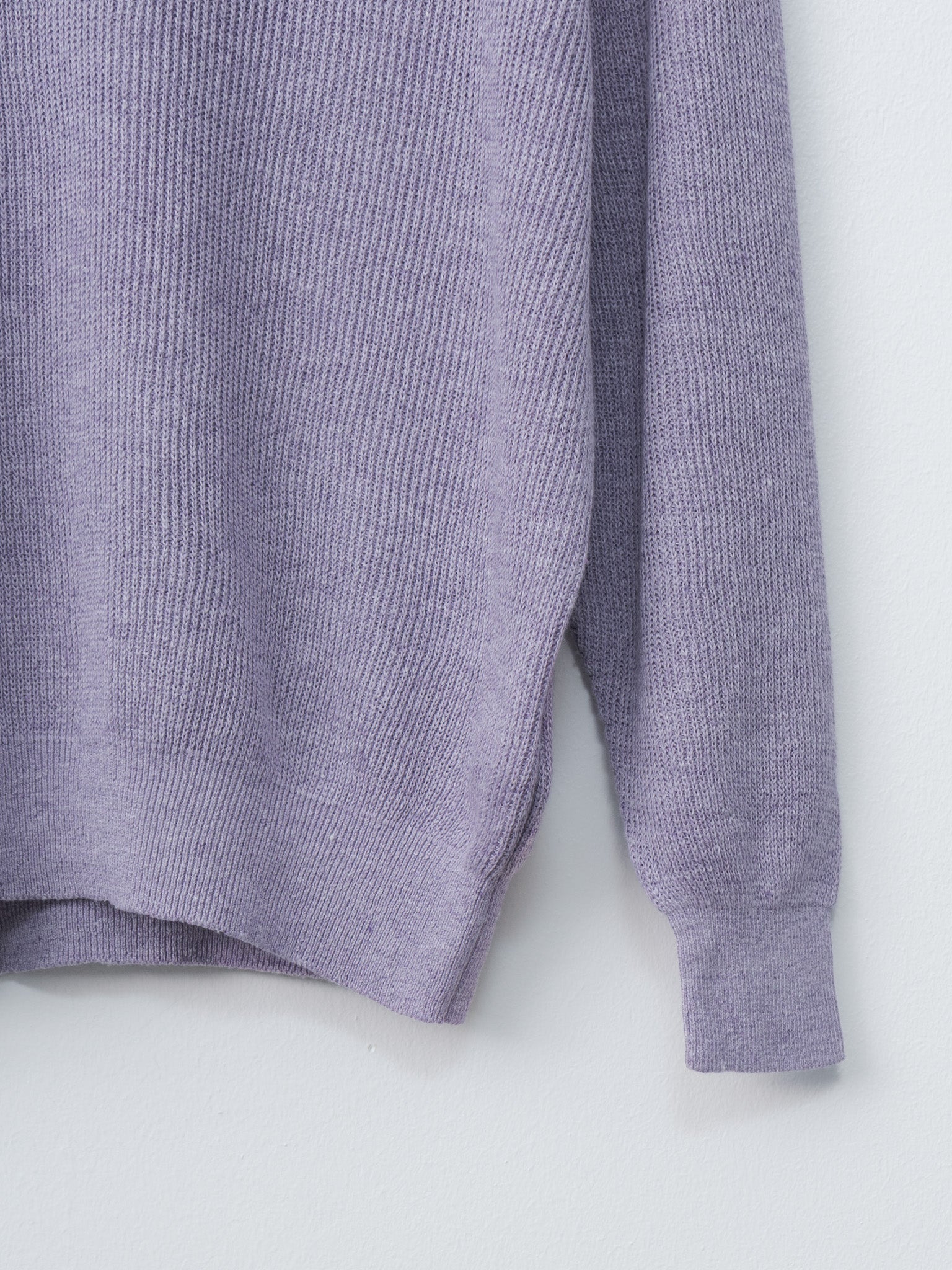 Linen/Cotton Ribstitch Crewneck Knit - Lavender - 5