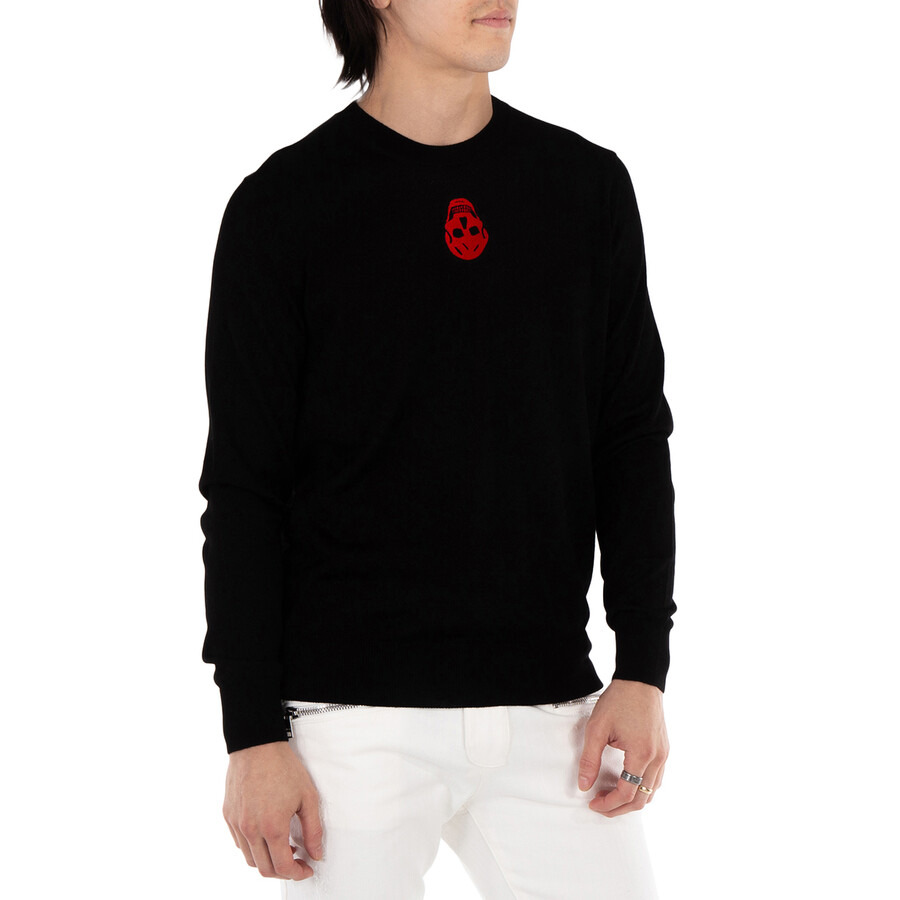 Alexander Mcqueen Men's Black Inverted Skull-Embroidered Sweater - 4