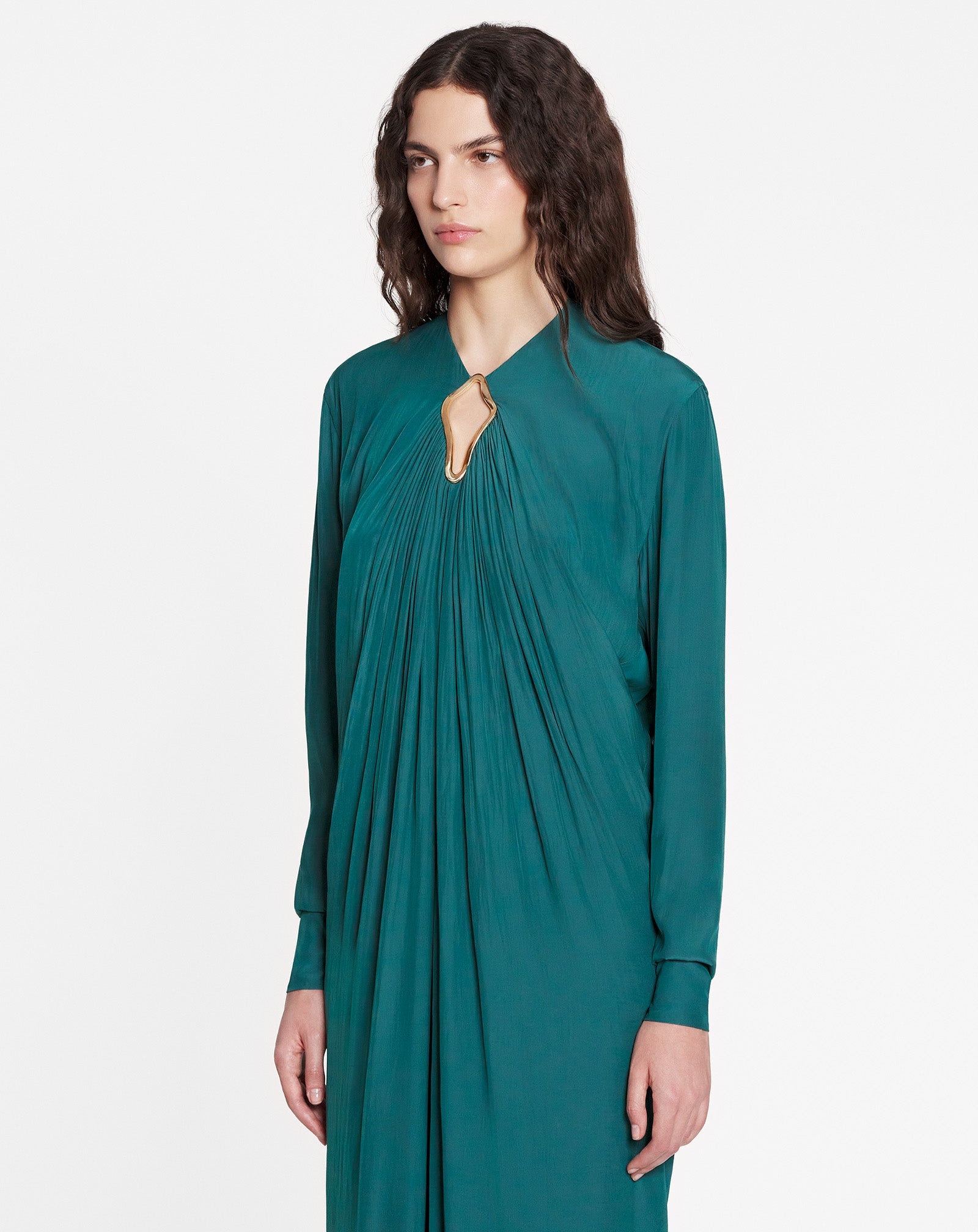 LONG-SLEEVE DRAPED DRESS - 3