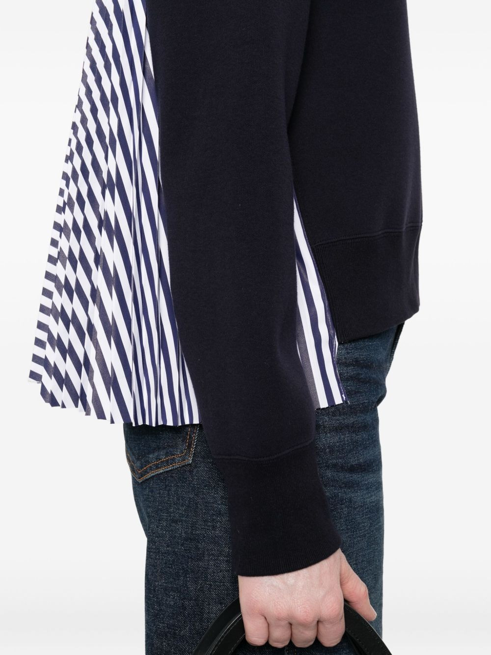 Sacai Women Cotton And Nylon Crewneck Sweater - 4