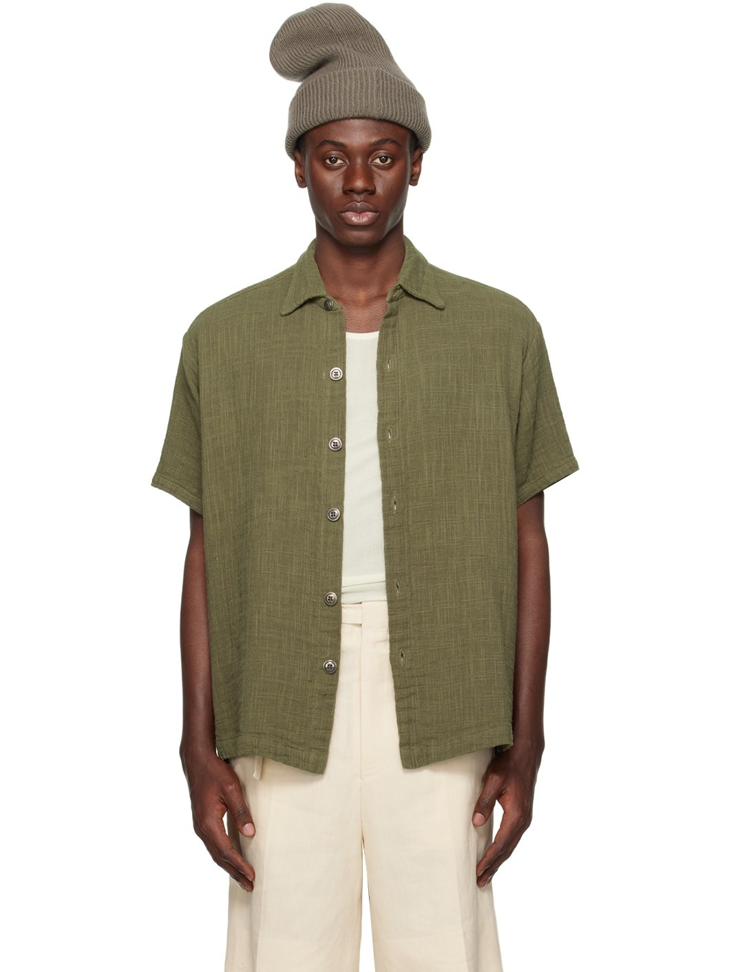 Khaki Boxy Shirt - 1