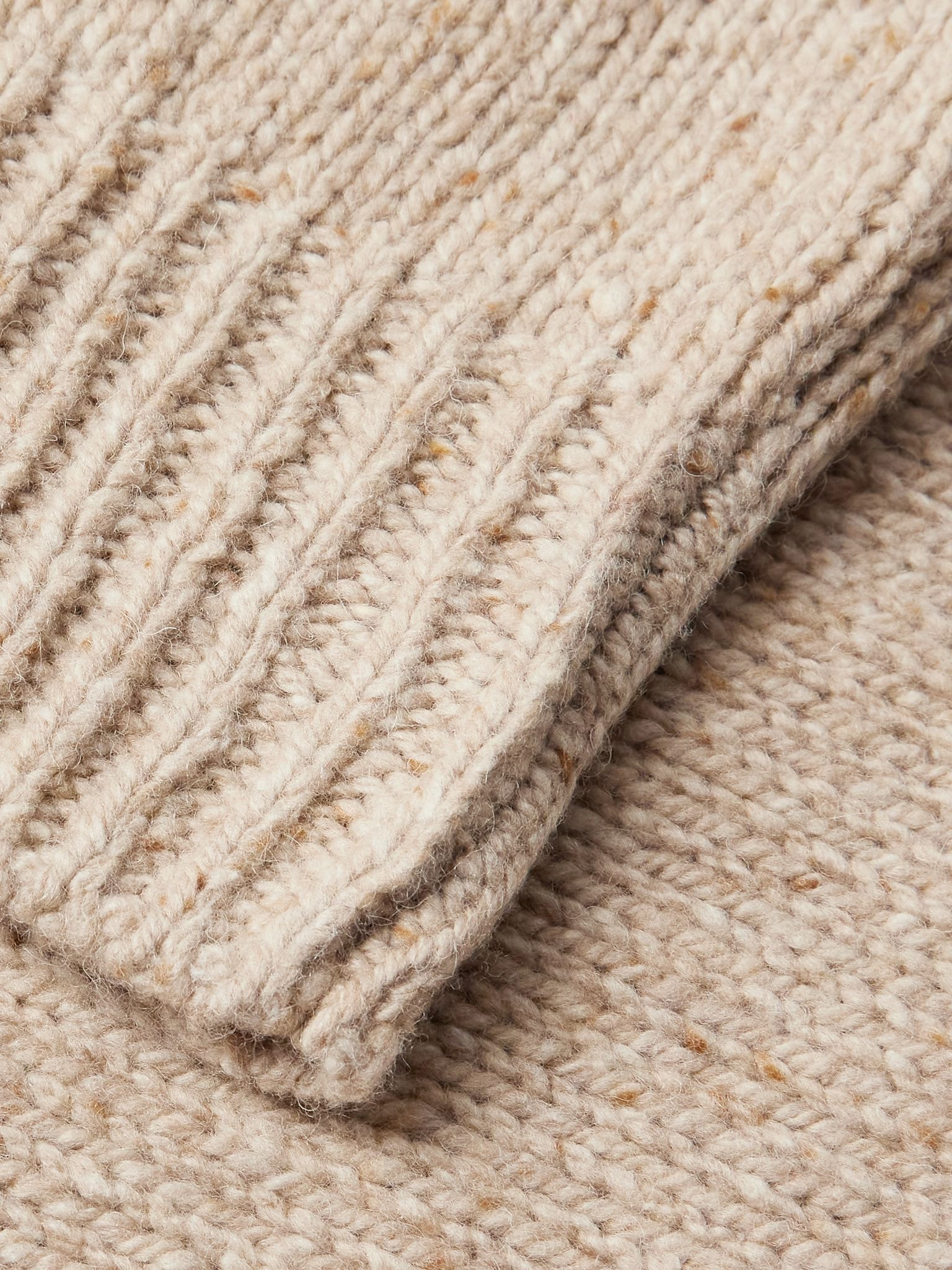 Harris Flecked Merino Wool Sweater Beige - 5
