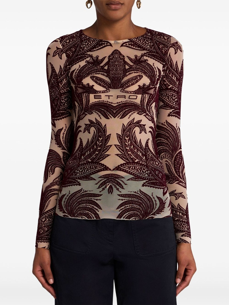 Etro flocked tulle top outlook