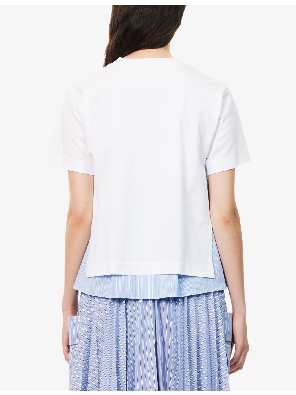 Striped-Panel Short-Sleeves Cotton-Jersey T-Shirt - 4