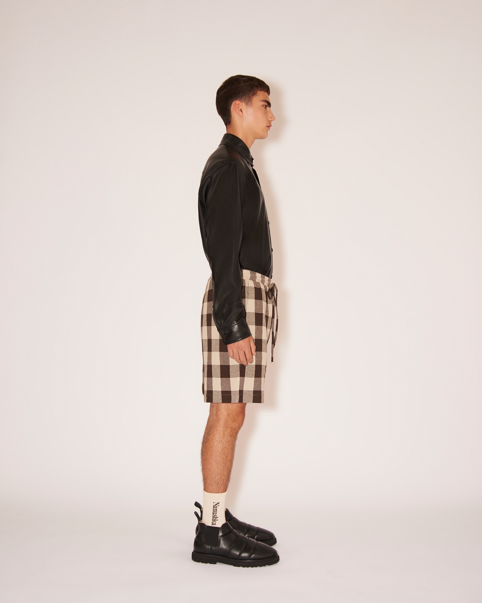 DOXXI - Light-weight Gingham shorts - Brown&Ecru - 3
