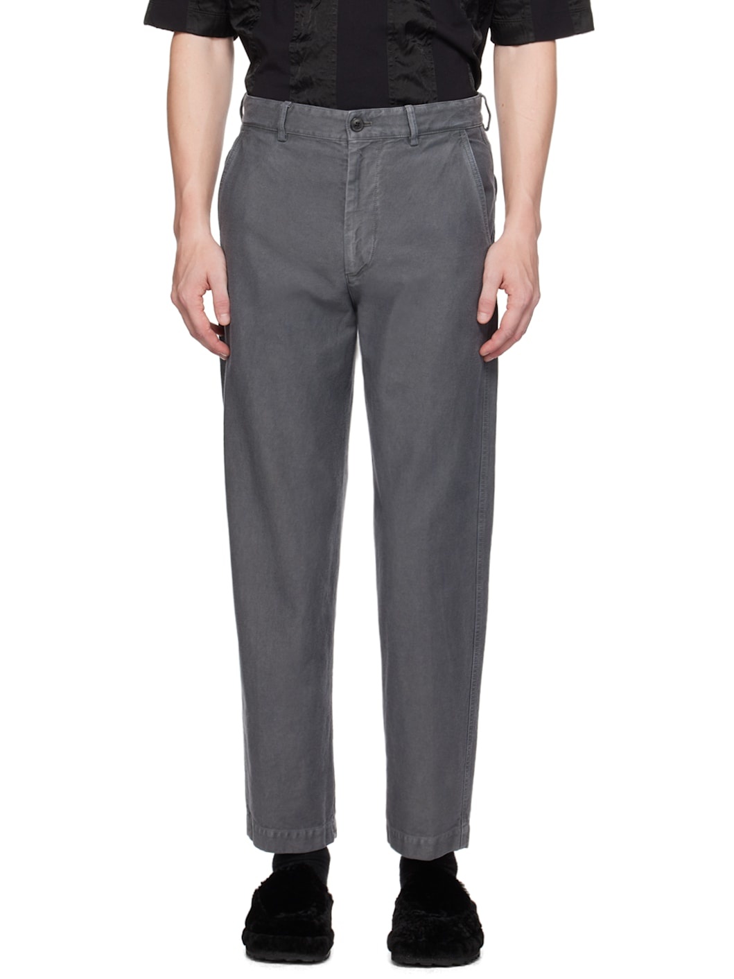 Gray Four-Pocket Denim Trousers - 1