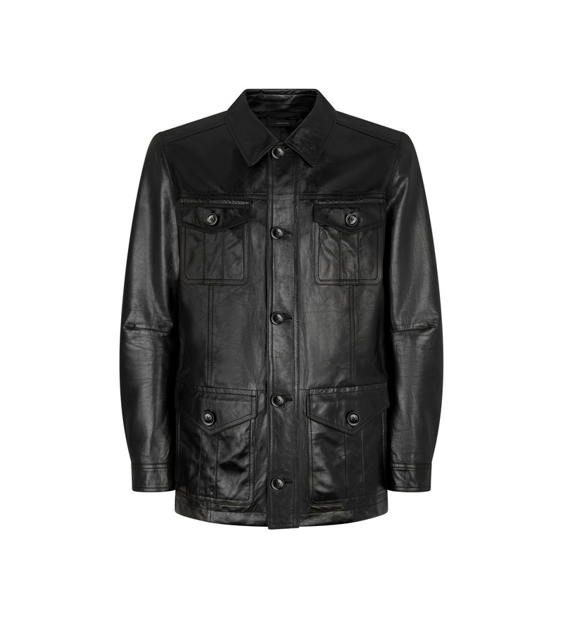 NATURAL SHINE LEATHER SAFARI JACKET 1