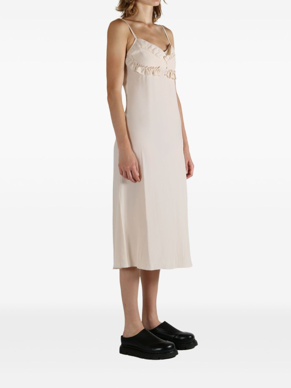 ruffled-detail slip midi dress - 3