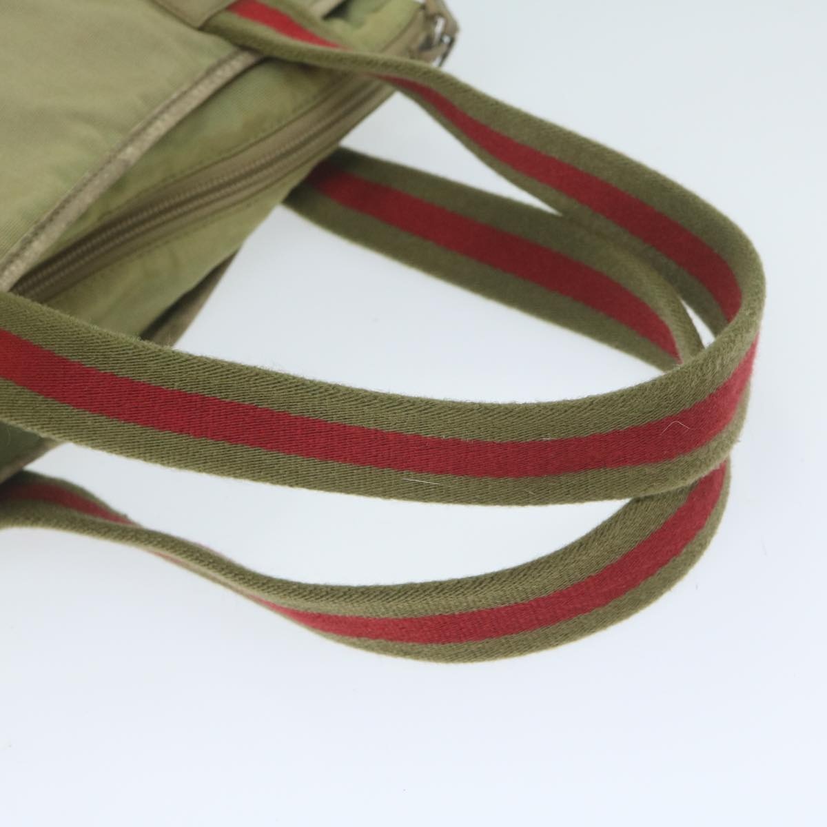 GUCCI Sherry Line Hand Bag Nylon Khaki Red 019 0402 019 0402 - 7