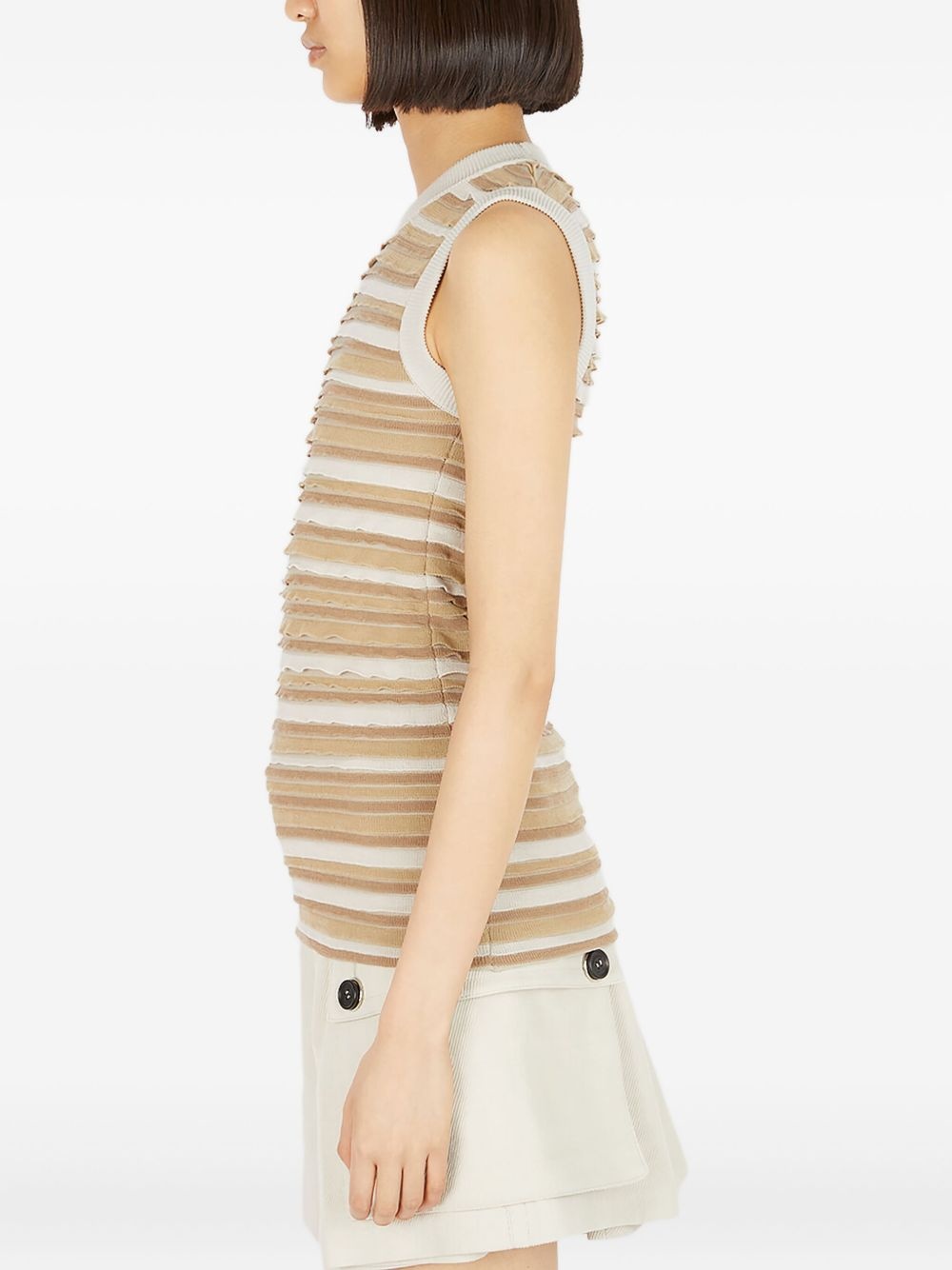 striped ruffled tank top - 3