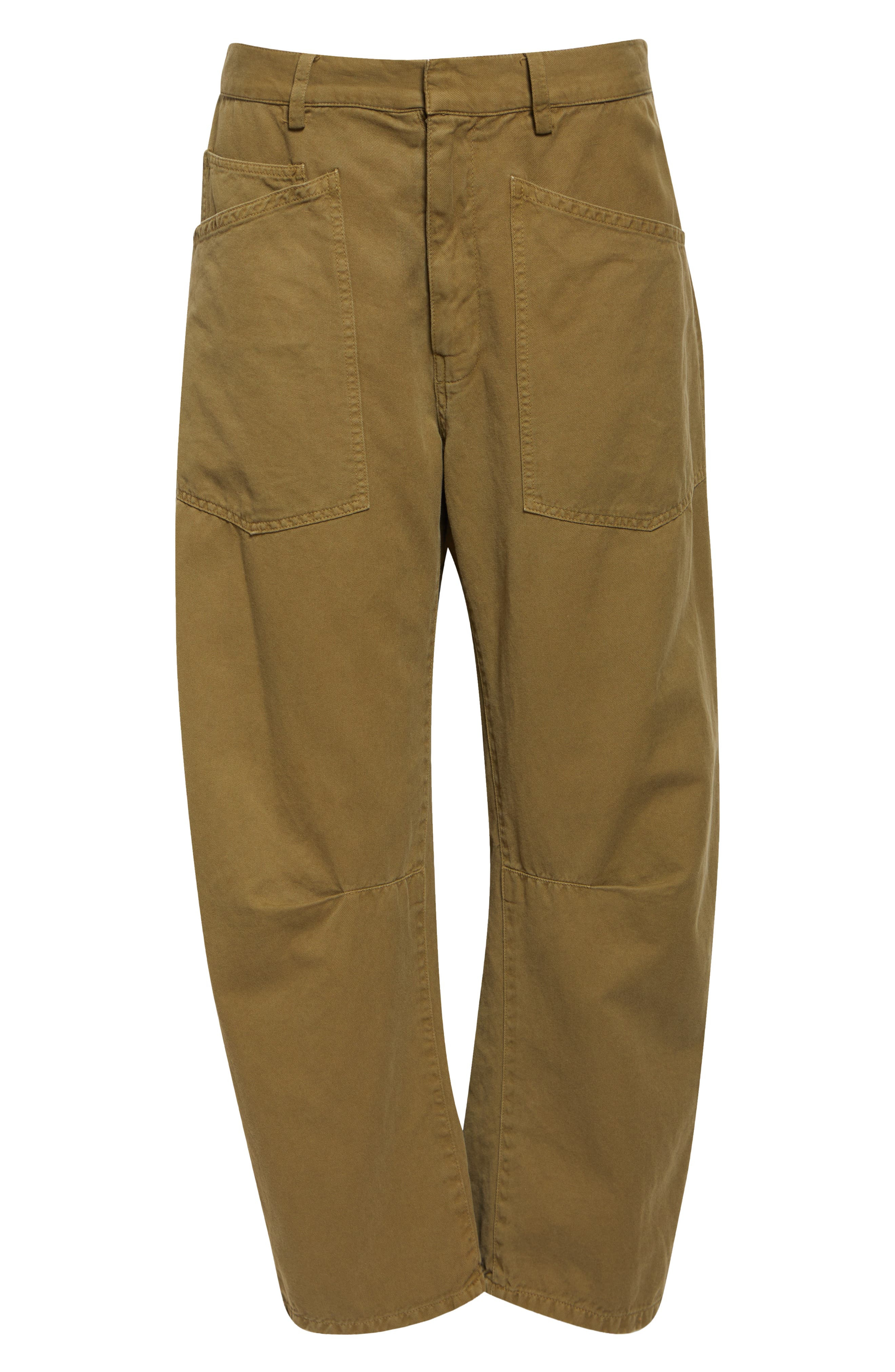 Nili Lotan Shon Barrel Leg Cotton Twill Pants in Olive Green at Nordstrom - 6