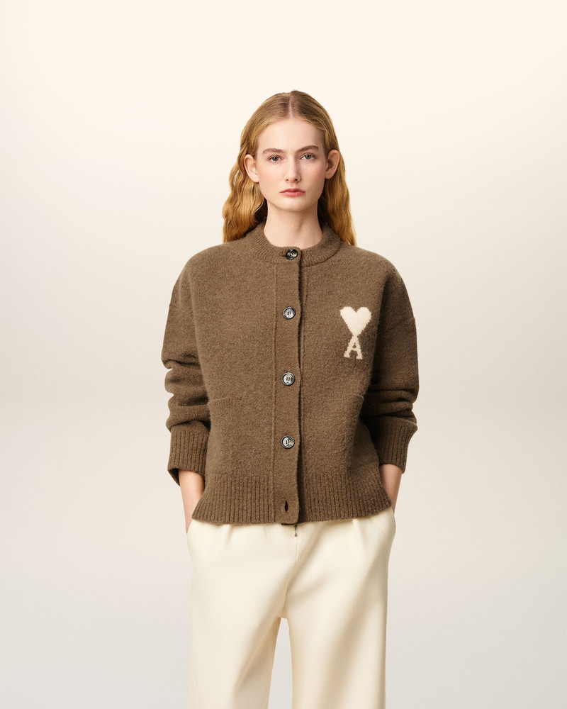 AMI Paris BROWN ALPACA AMI DE COEUR CARDIGAN outlook