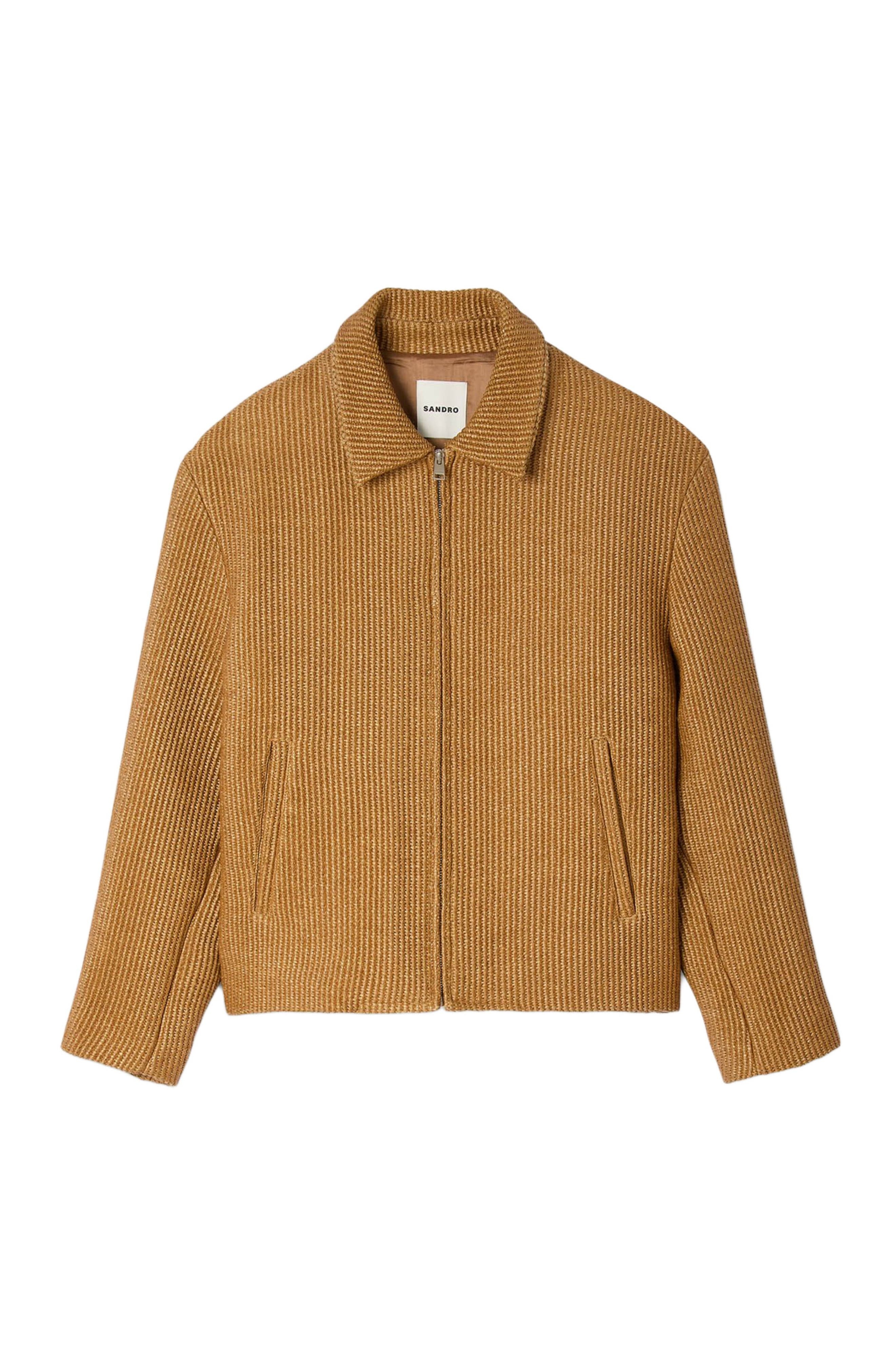 SANDRO Woven raffia jacket in Camel at Nordstrom - 5