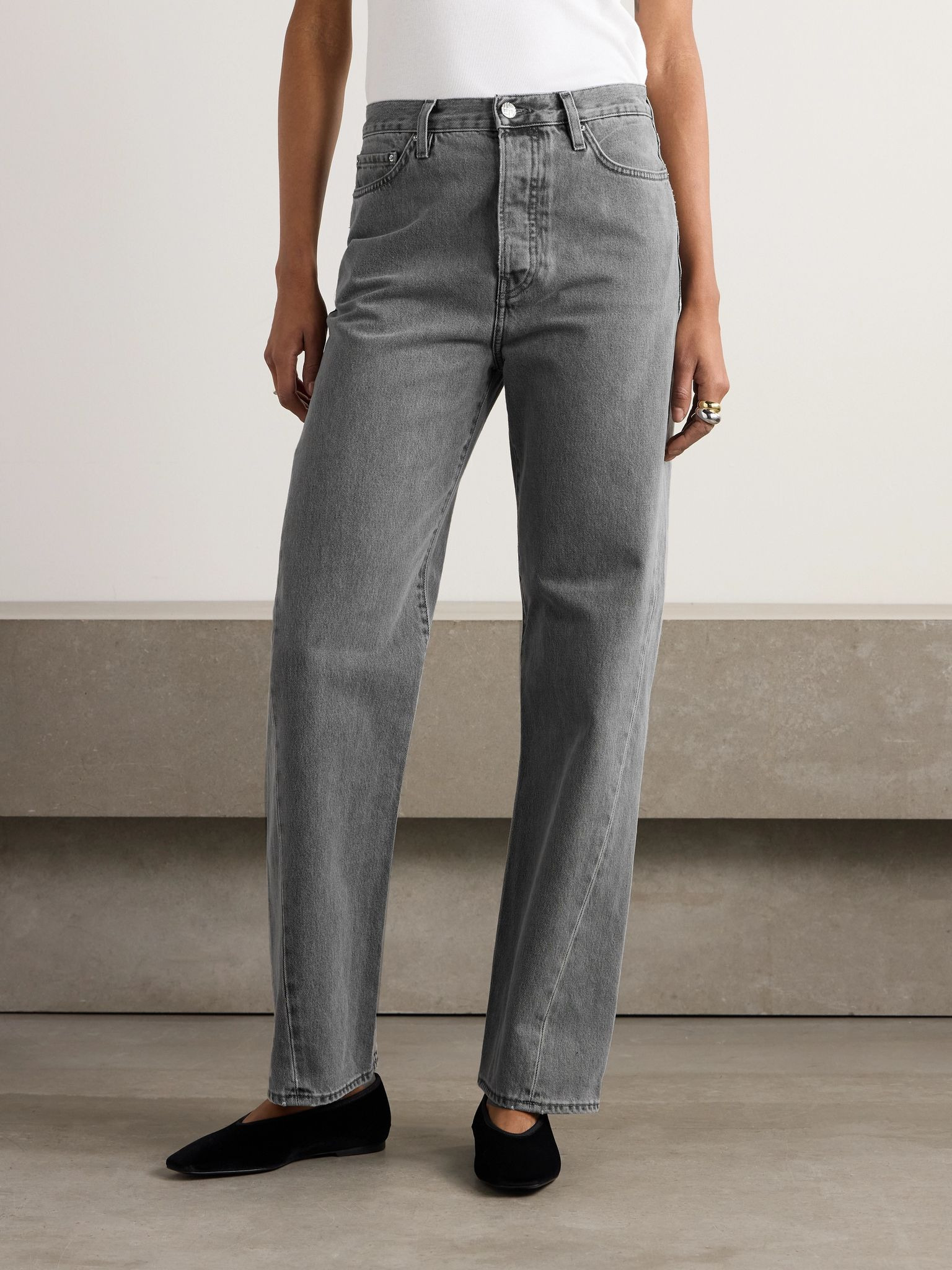 High-rise straight-leg organic jeans Gray - 3