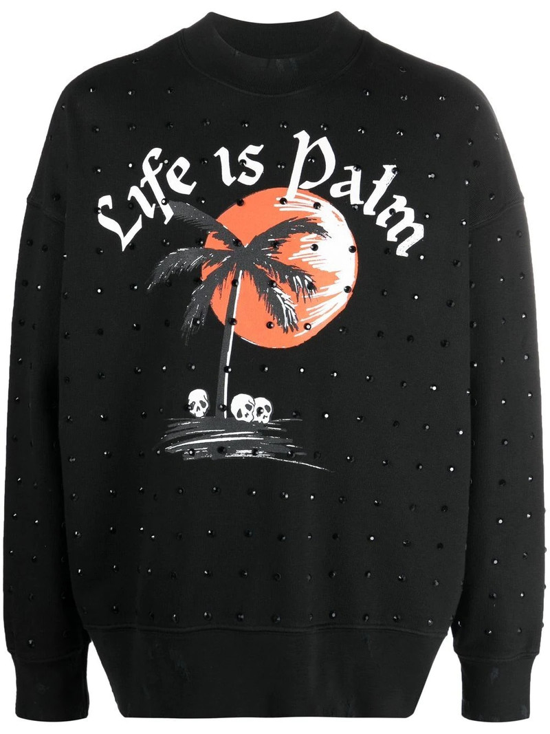 graphic-print crystal-embellished sweatshirt 1