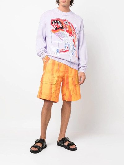 MSGM abstract-stripe cargo shorts outlook