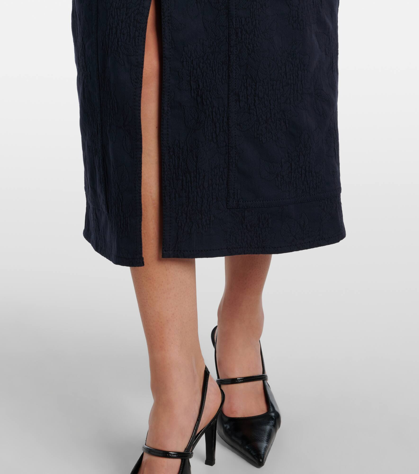 Floral cotton-blend jacquard midi skirt - 5