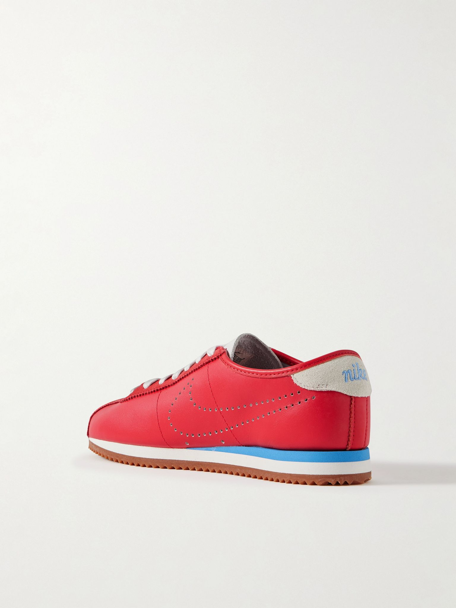 Cortez Decon suede-trimmed perforated leather sneakers Red - 3