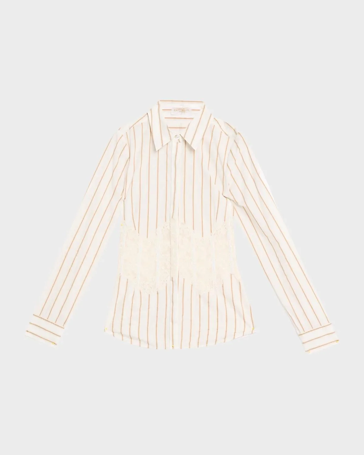 Alana Striped Poplin Lace Corset Shirt - 1