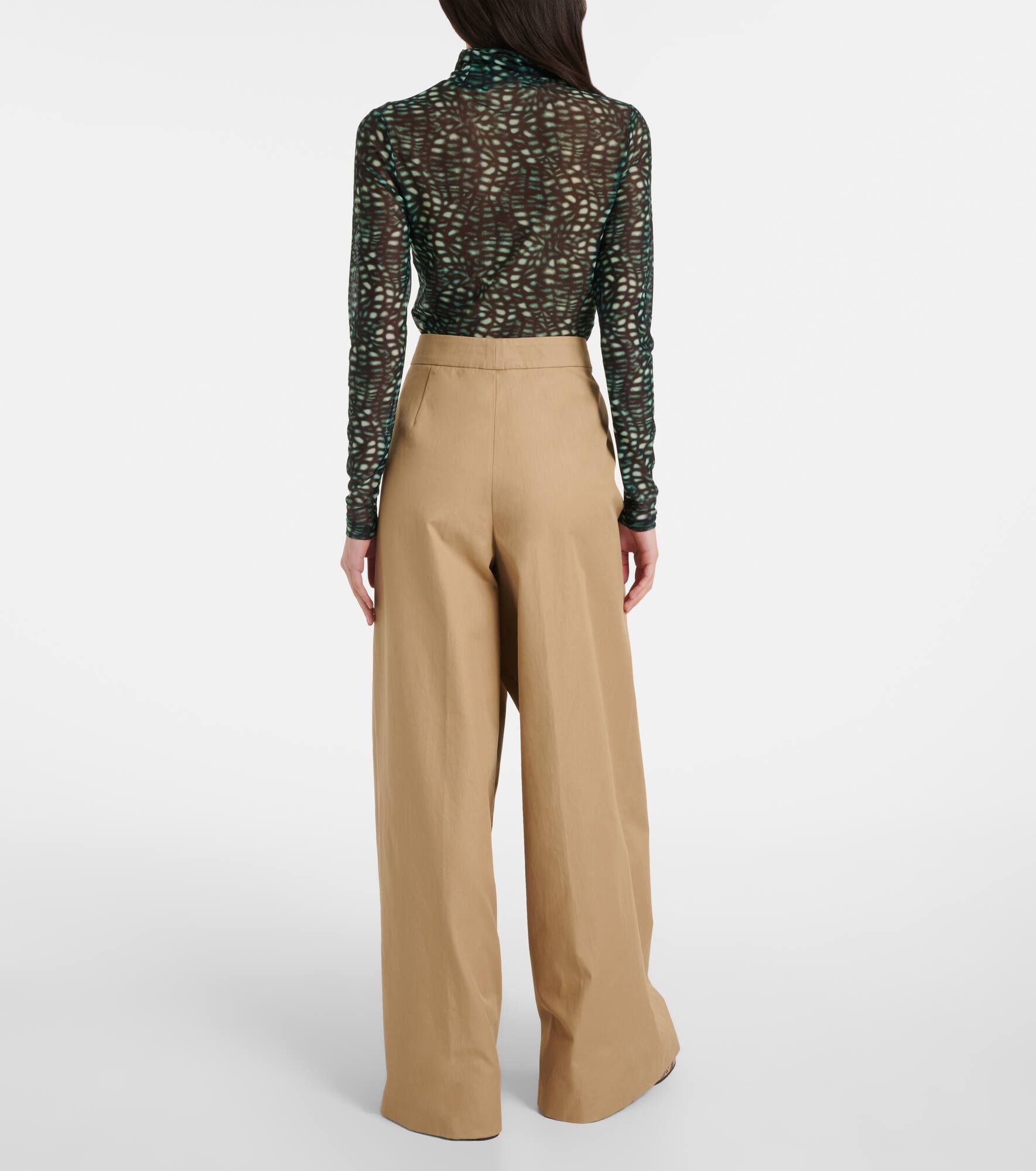 Low-rise cotton twill wide-leg pants - 3