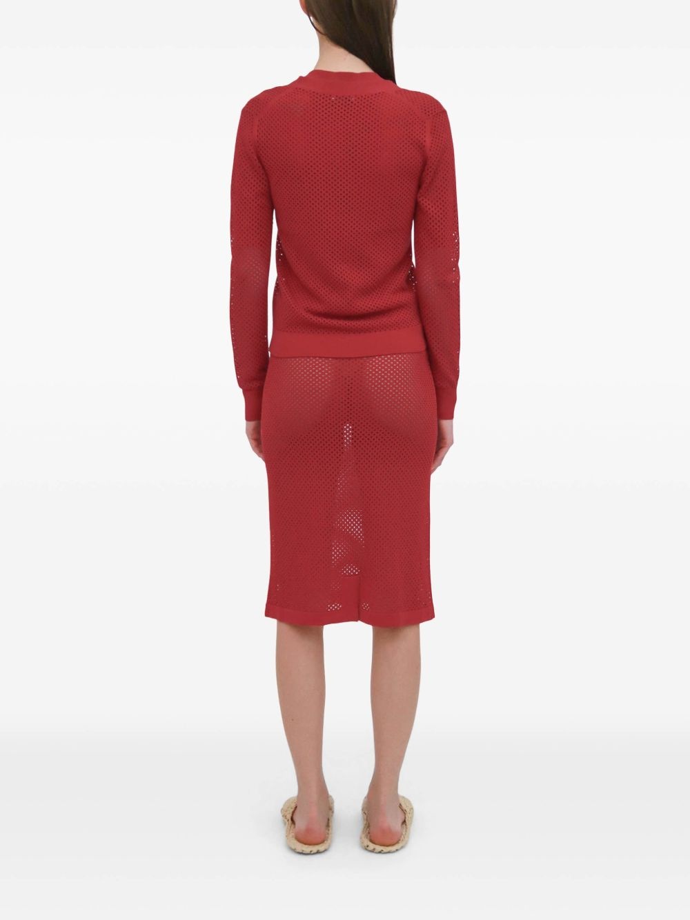 mesh pointelle cardigan - 5