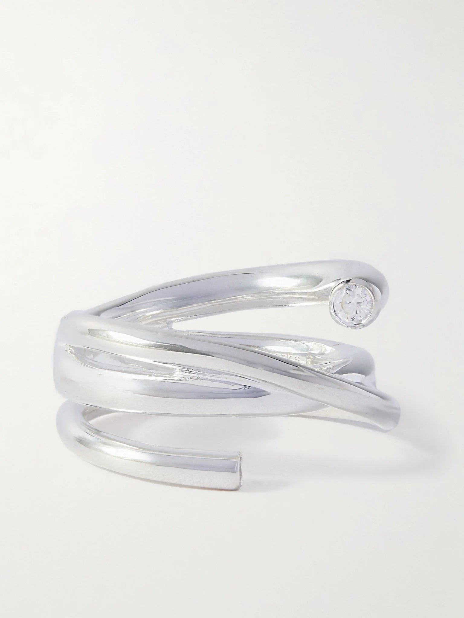 Silver-plated recycled silver cubic zirconia ring Silver - 1