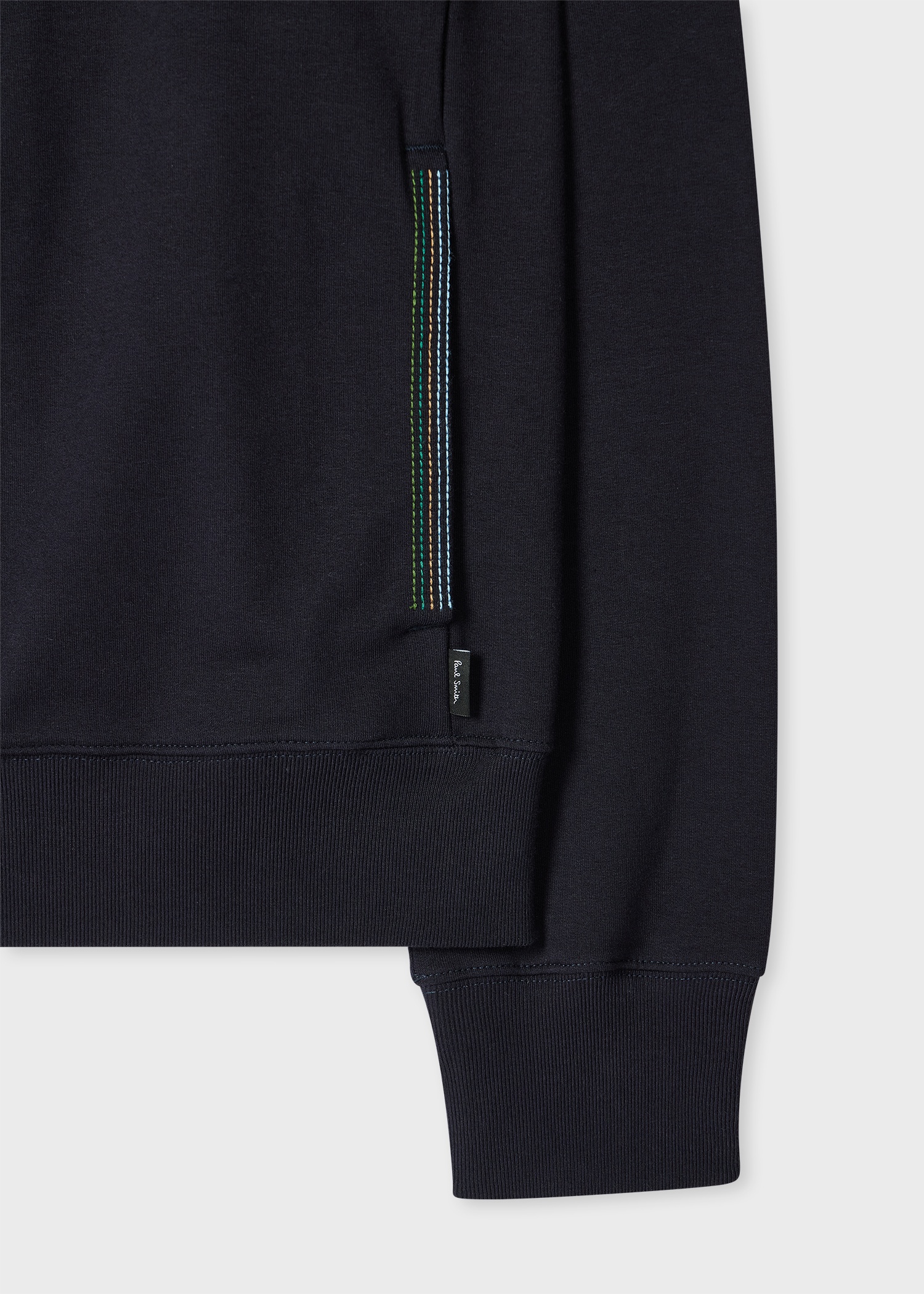 Navy Cotton-Blend Zip Sweatshirt with Contrast Placket Trim - 2