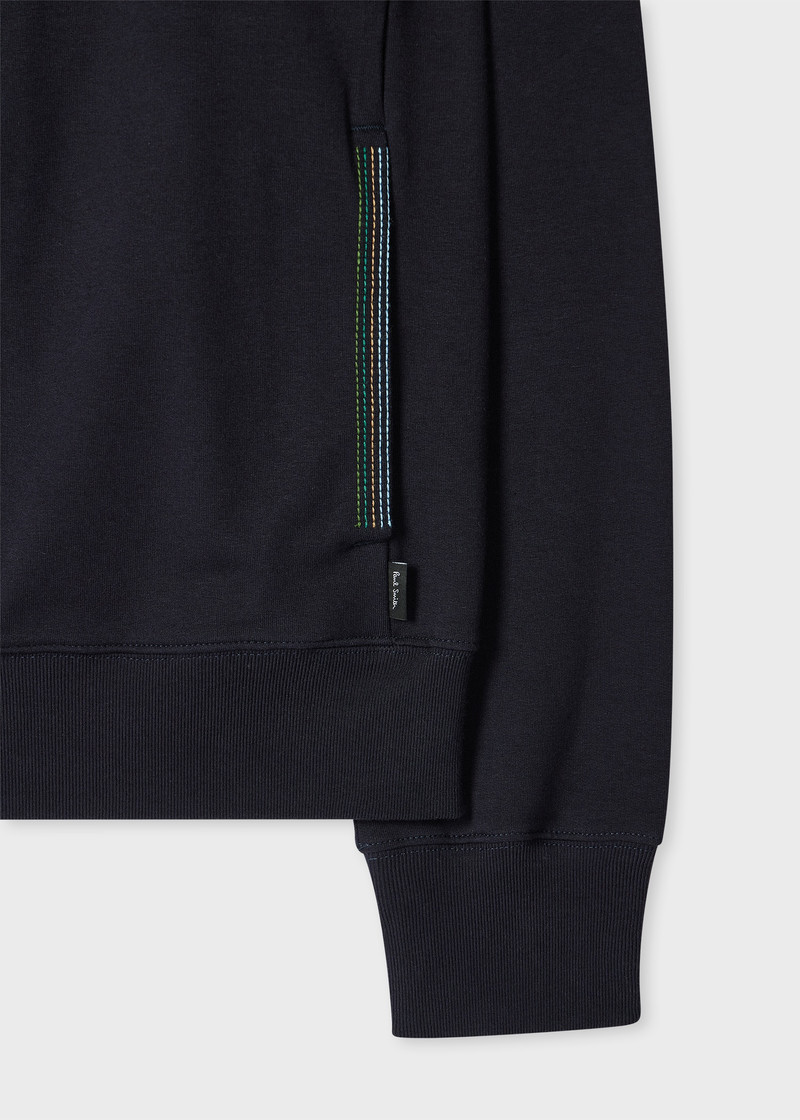 Paul Smith Navy Cotton-Blend Zip Sweatshirt with Contrast Placket Trim outlook