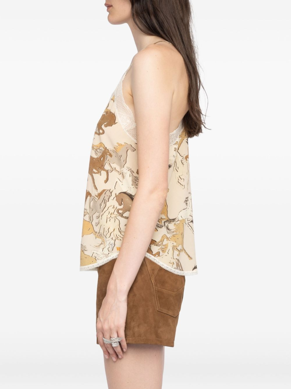 Christy horse-print lace-trimmed top - 4