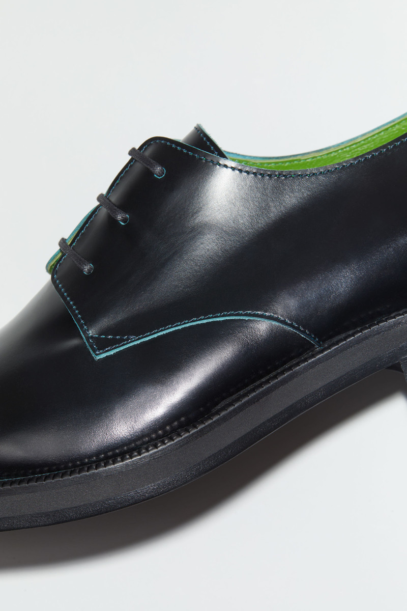 Leather derby shoes - Turquoise blue/black 7