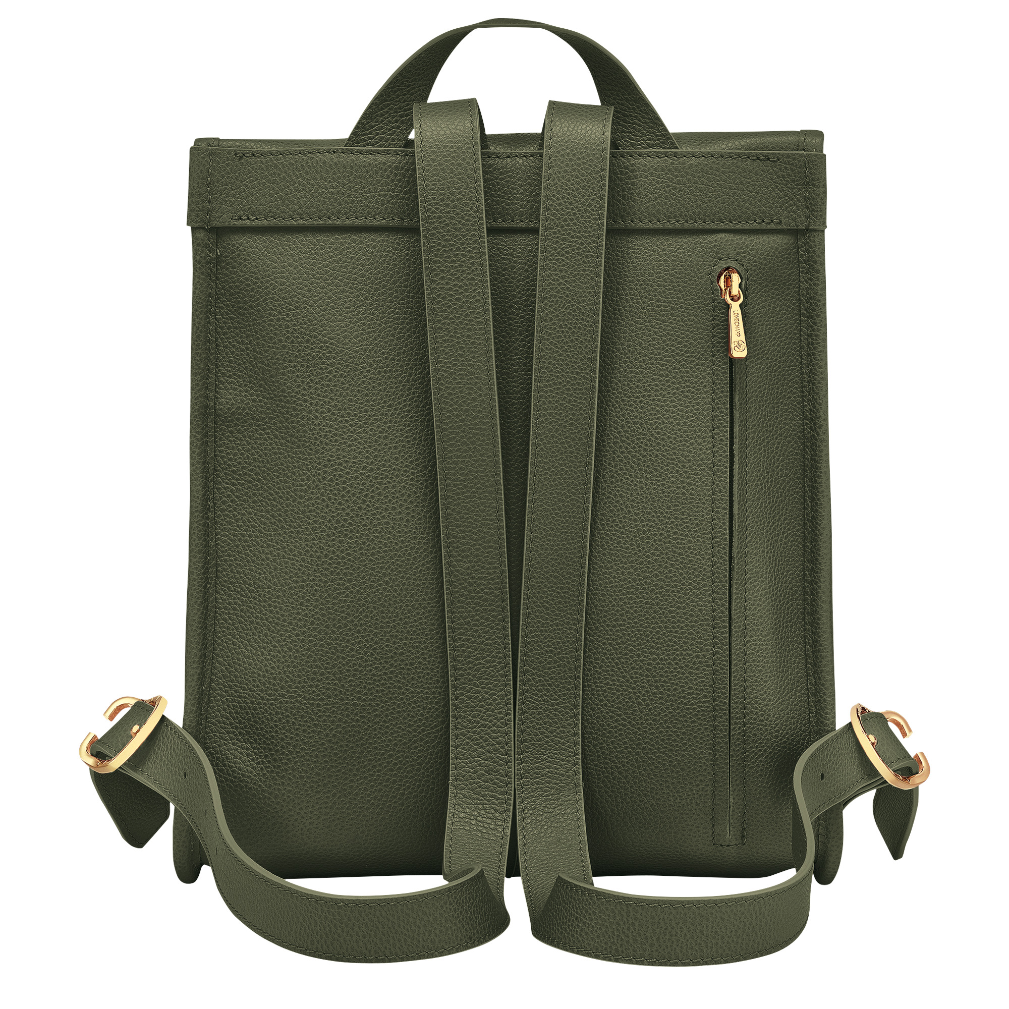 Le Foulonné Backpack Khaki - Leather - 3