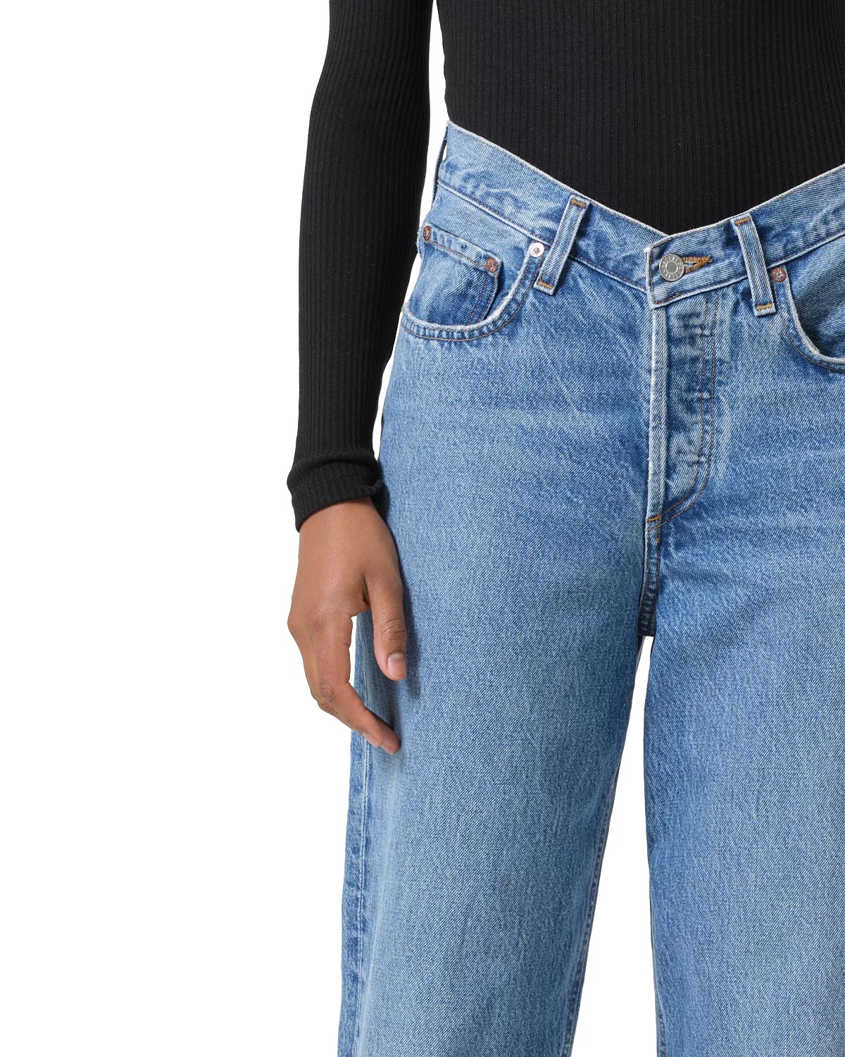 V-Waist High Rise Baggy Jeans in Fairway - 5