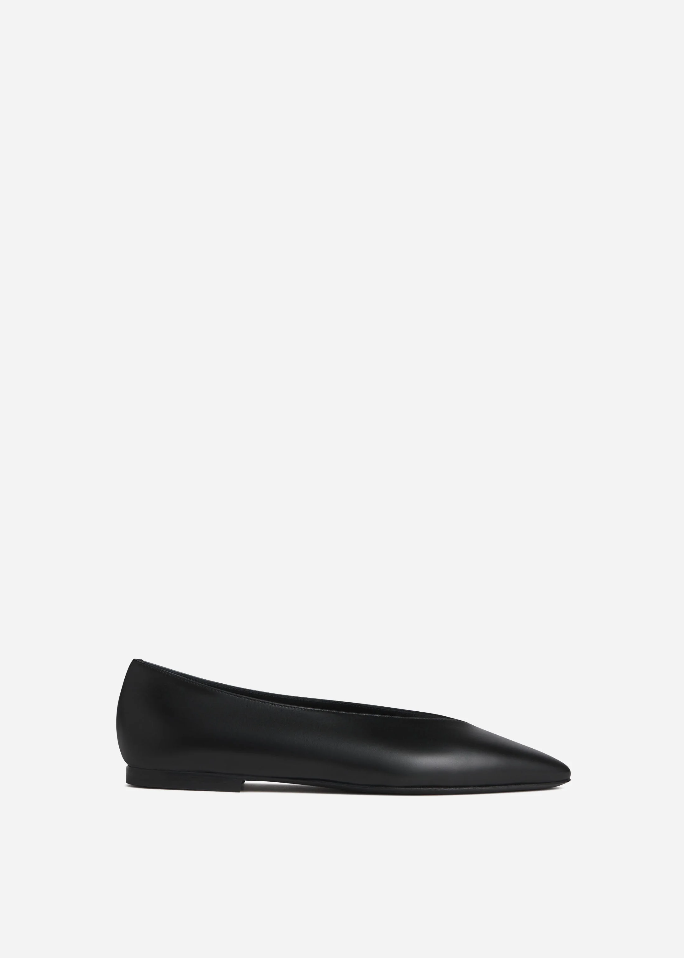 Pointed Ballerina Leather Flat in Black - 1