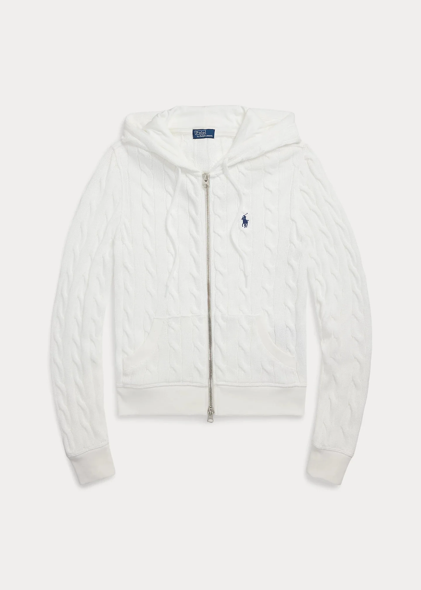 Cable-Knit Cotton Full-Zip Hoodie - 1