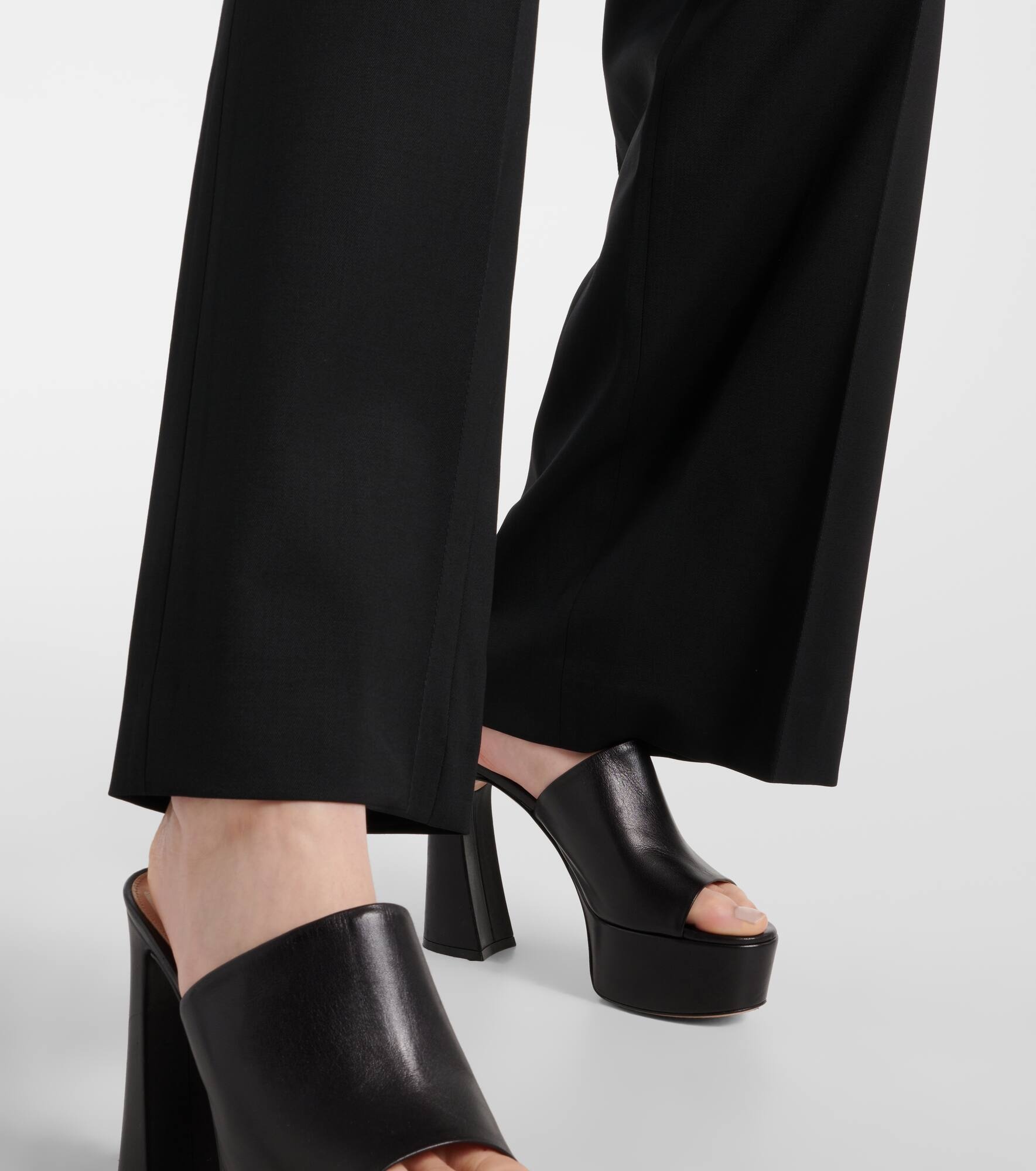 Mid-rise wool-blend straight pants - 5
