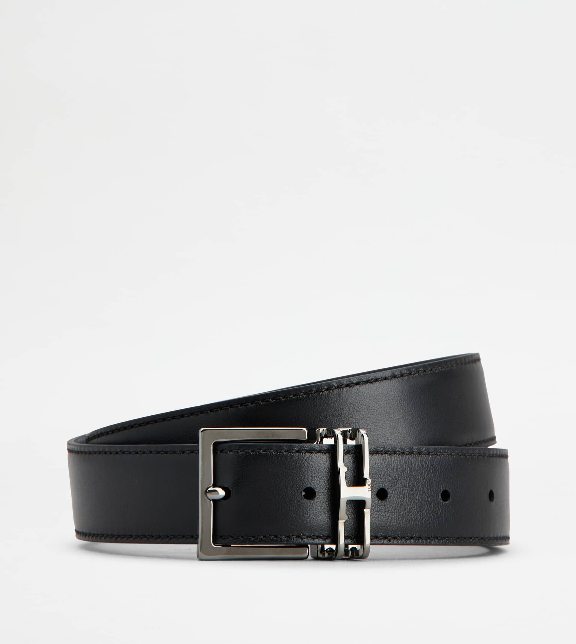 REVERSIBLE BELT IN LEATHER - BLUE, BLACK - 2