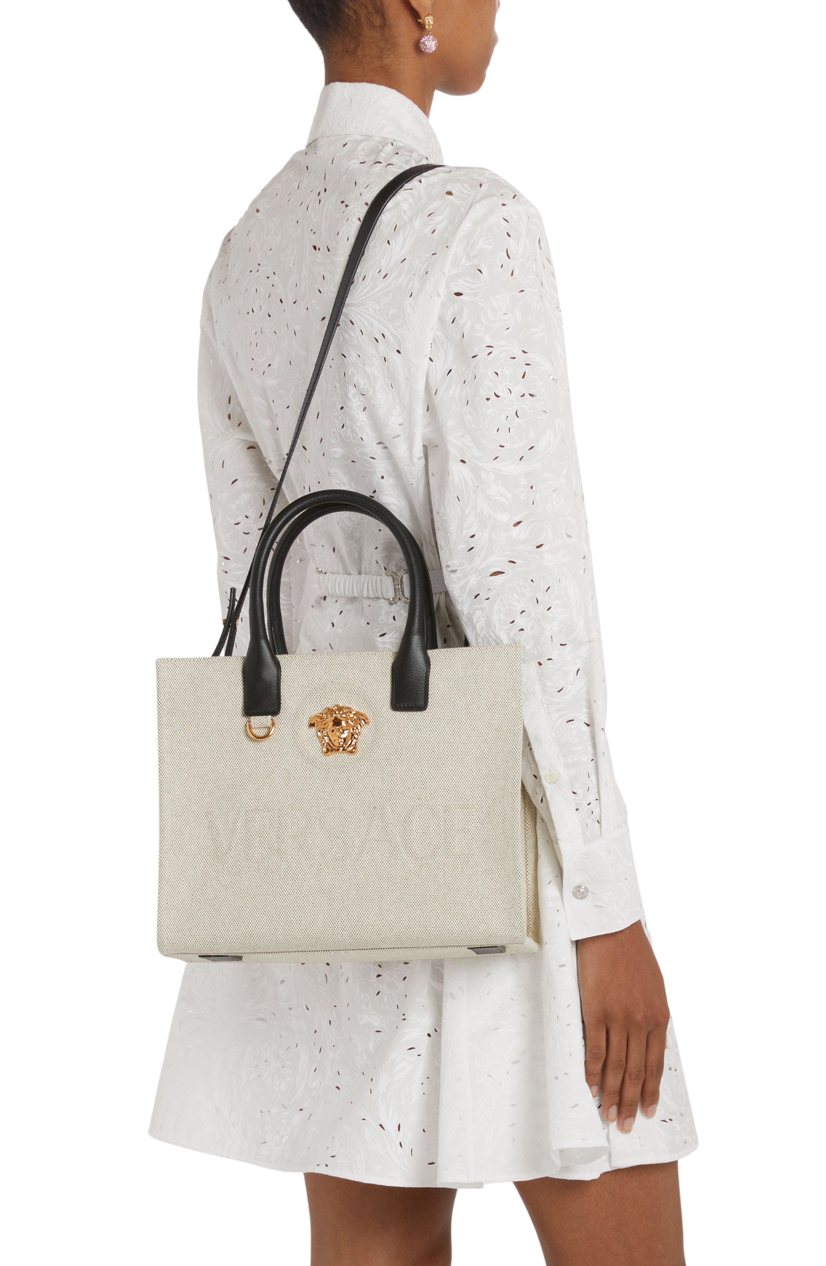 Versace Small La Medusa Logo Canvas Tote in Rope Black-Versace Gold at Nordstrom - 2