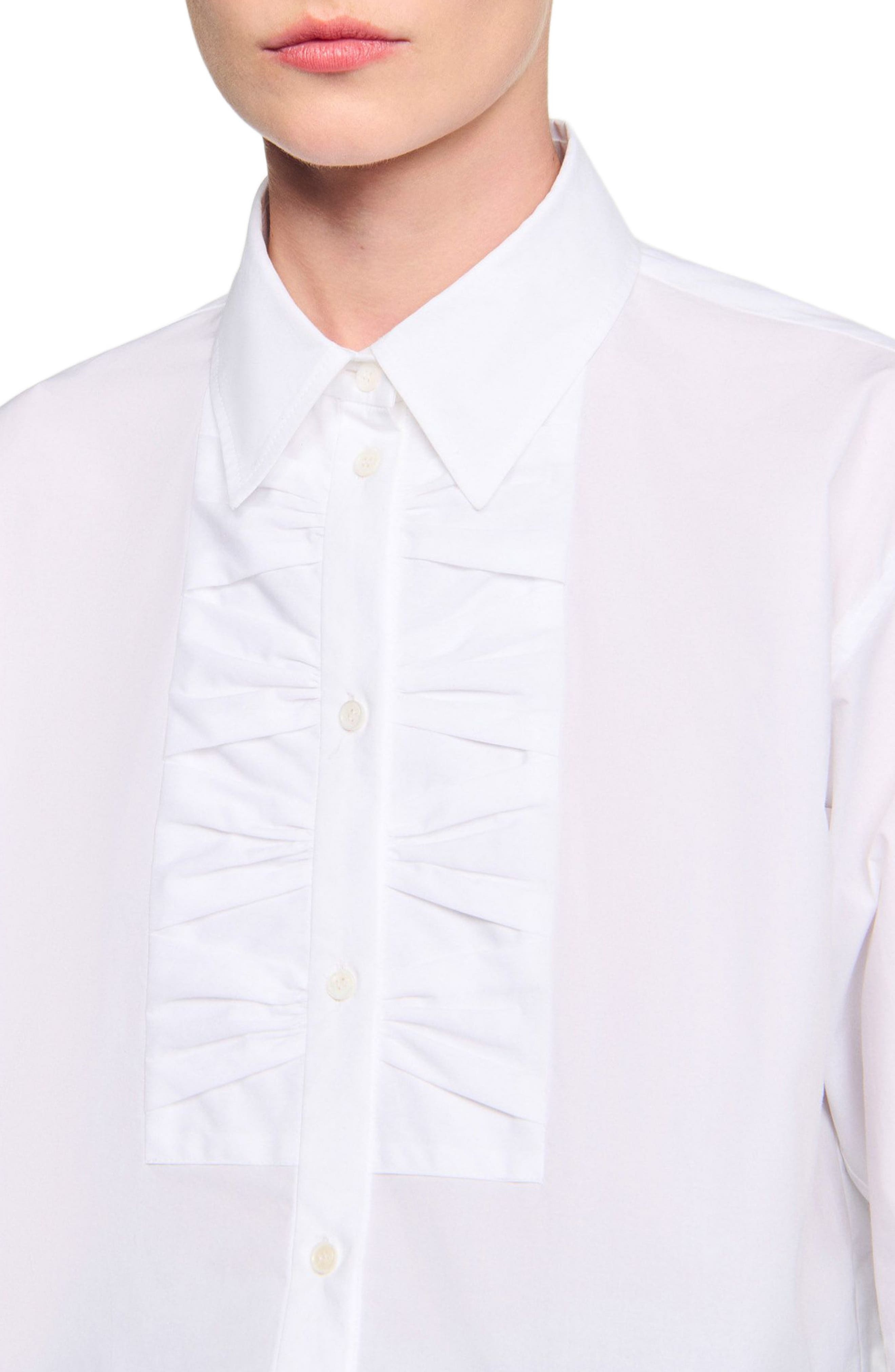 SANDRO Cropped shirt with bow details in White at Nordstrom - 4