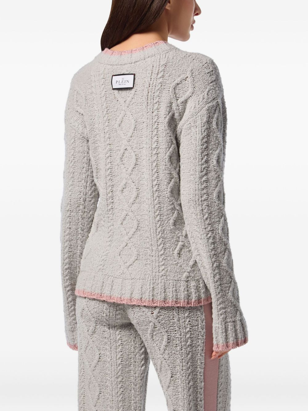 cable-knit v-neck sweater - 3