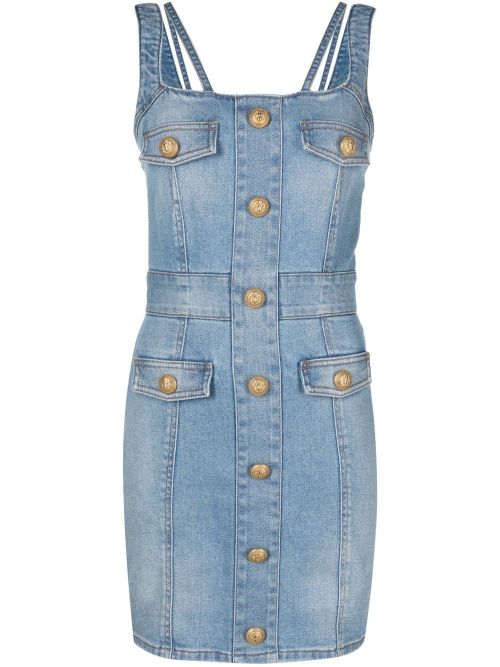 sleeveless denim dress - 1