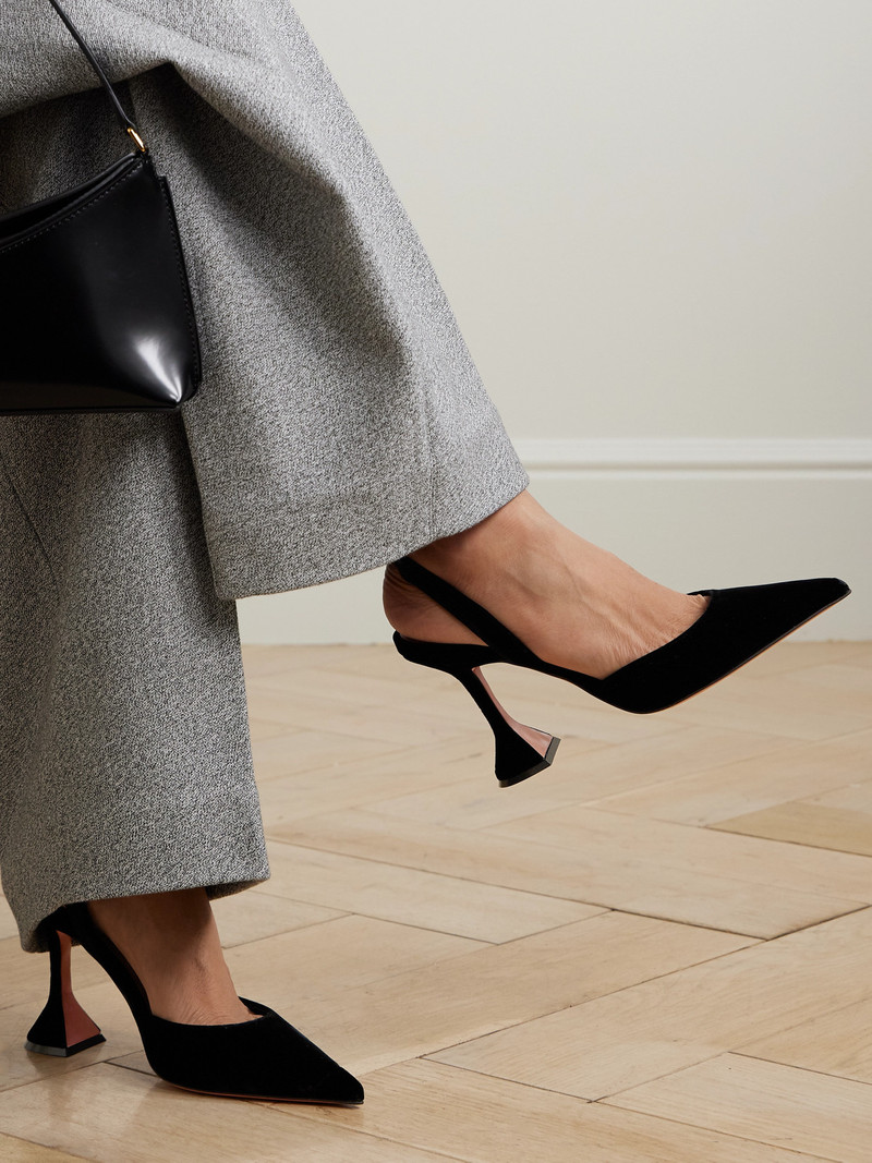 Amina Muaddi Holli Velvet Slingback Pumps outlook