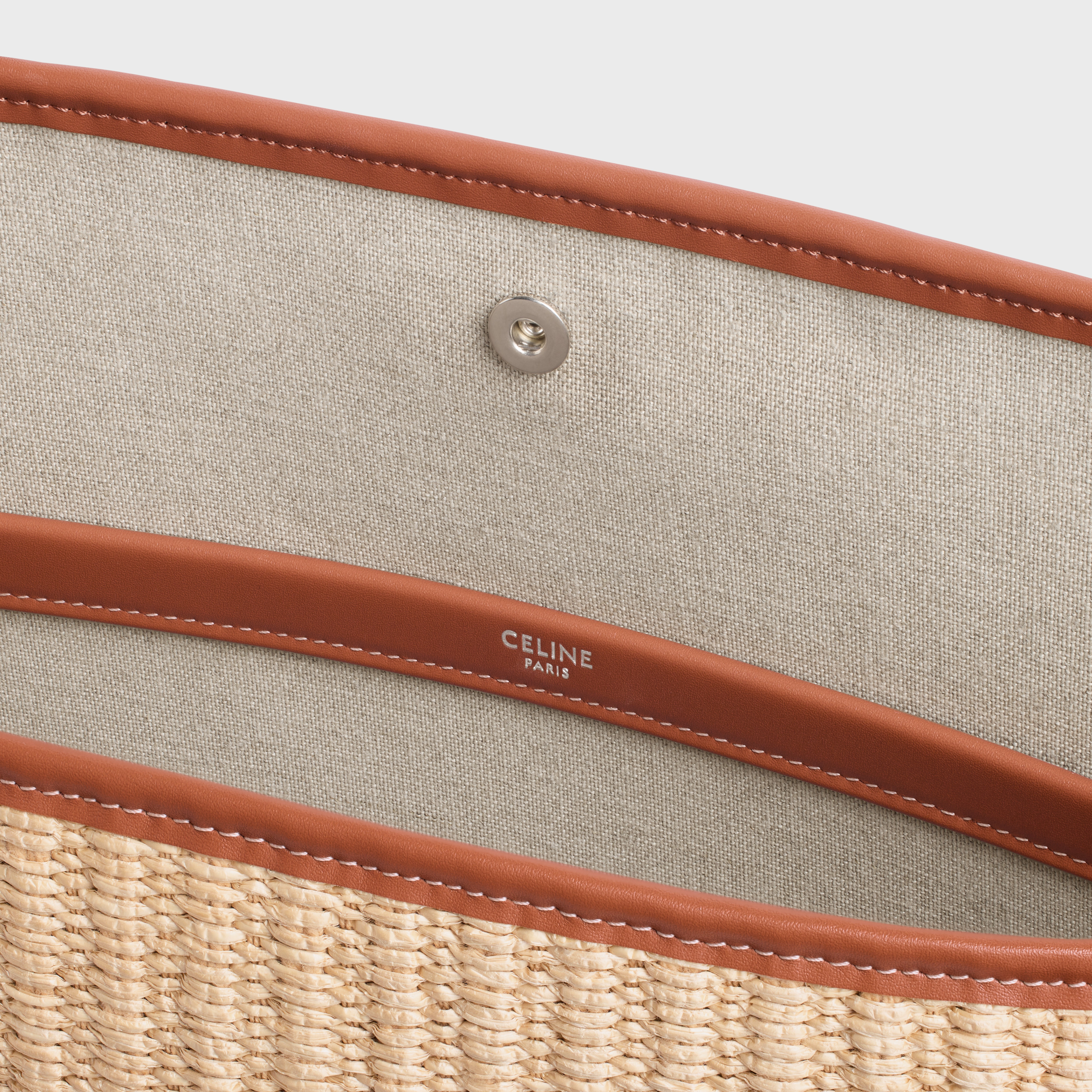 LARGE CABAS in RAFFIA EFFECT TEXTILE WITH CELINE EMBROIDERY - 4