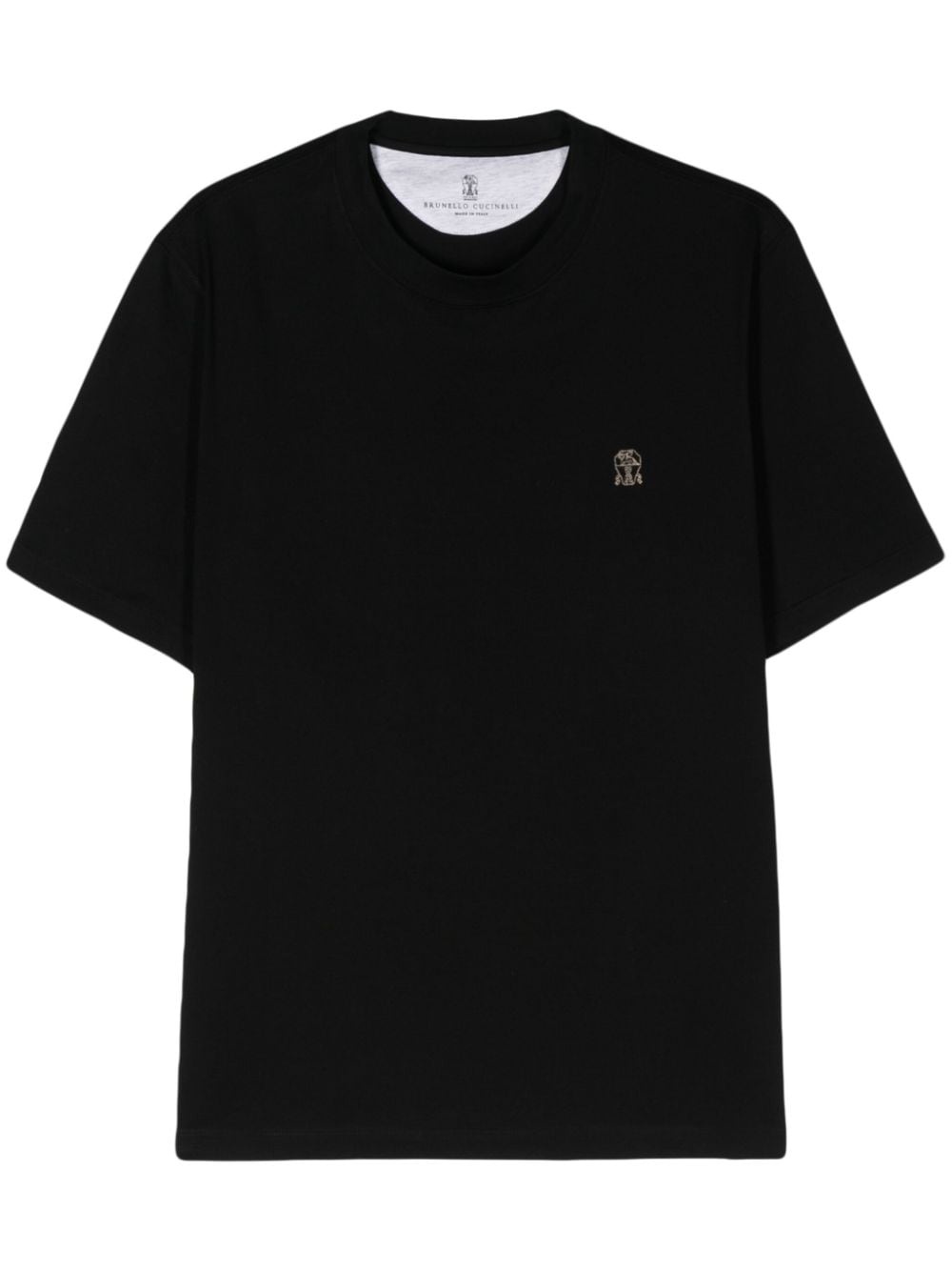 logo-embroidered cotton T-shirt - 1