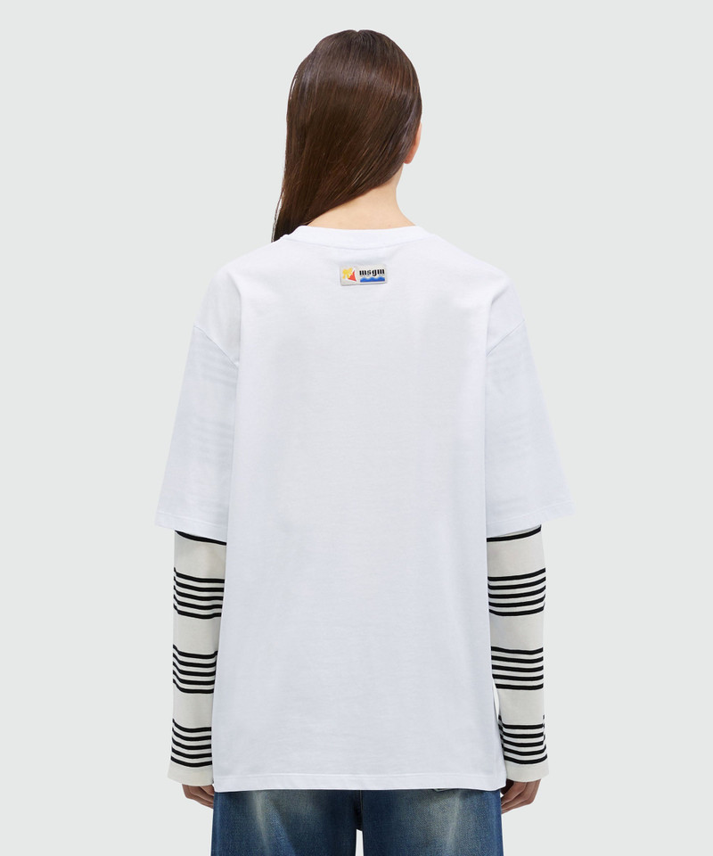 White cotton T-Shirt with MSGM Mermaid Box graphics 3