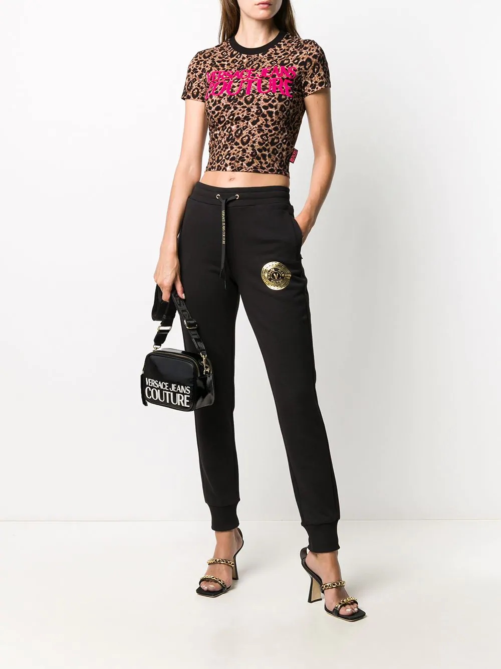 leopard logo cropped T-shirt - 2