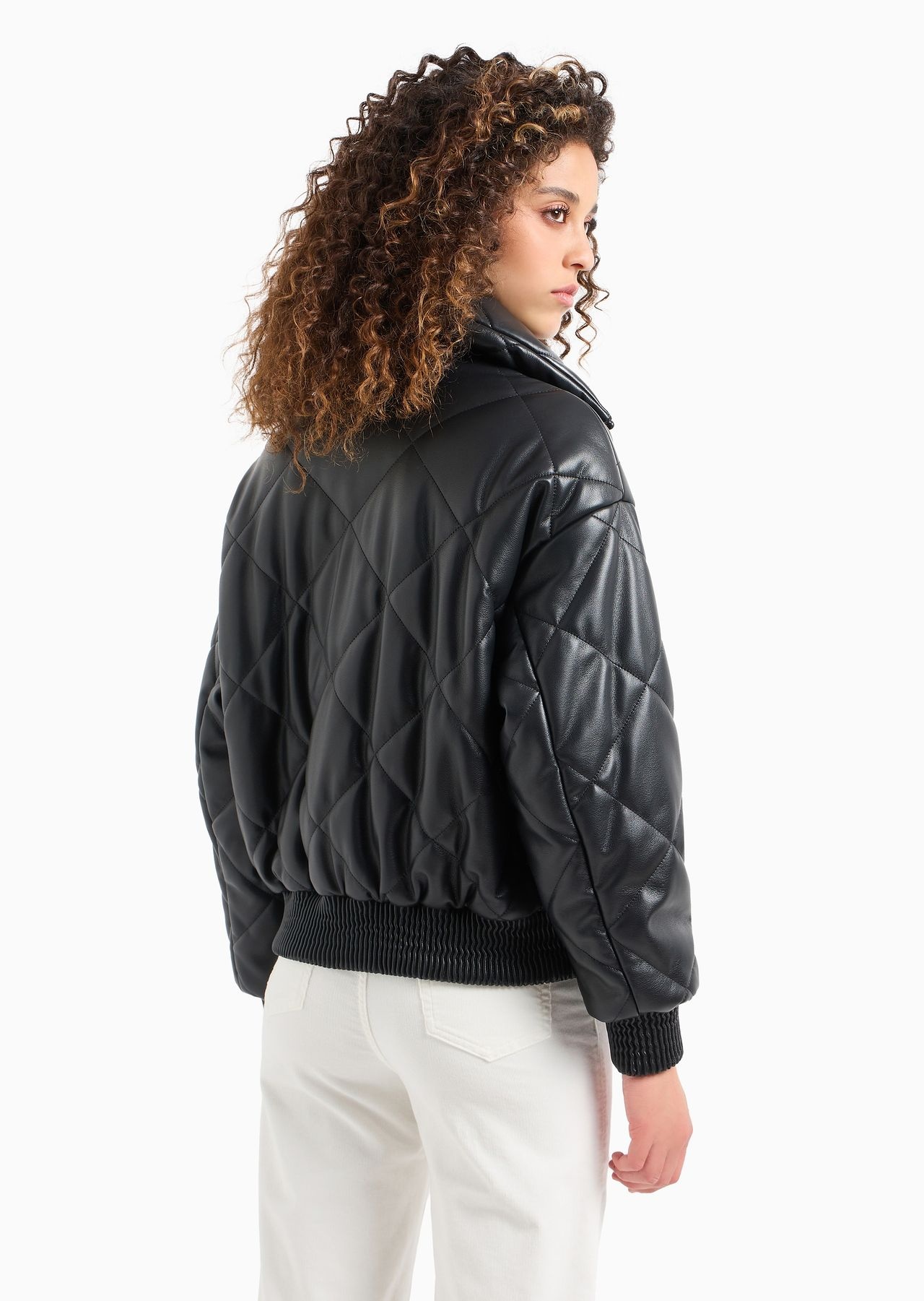 Leather-look, quilted full-zip blouson - 3